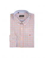 Light blue and orange checked sport shirt