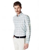 Light blue and green checked sport shirt