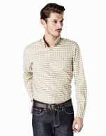 Gray and yellow checked sport shirt