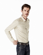 Gray and yellow checked sport shirt