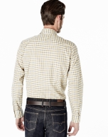 Gray and yellow checked sport shirt