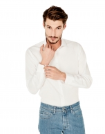 Camisa vestir slim fit estructura blanca