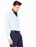 Light blue striped slim fit dress shirt