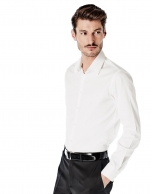 Camisa vestir slim fit dibujo blanca