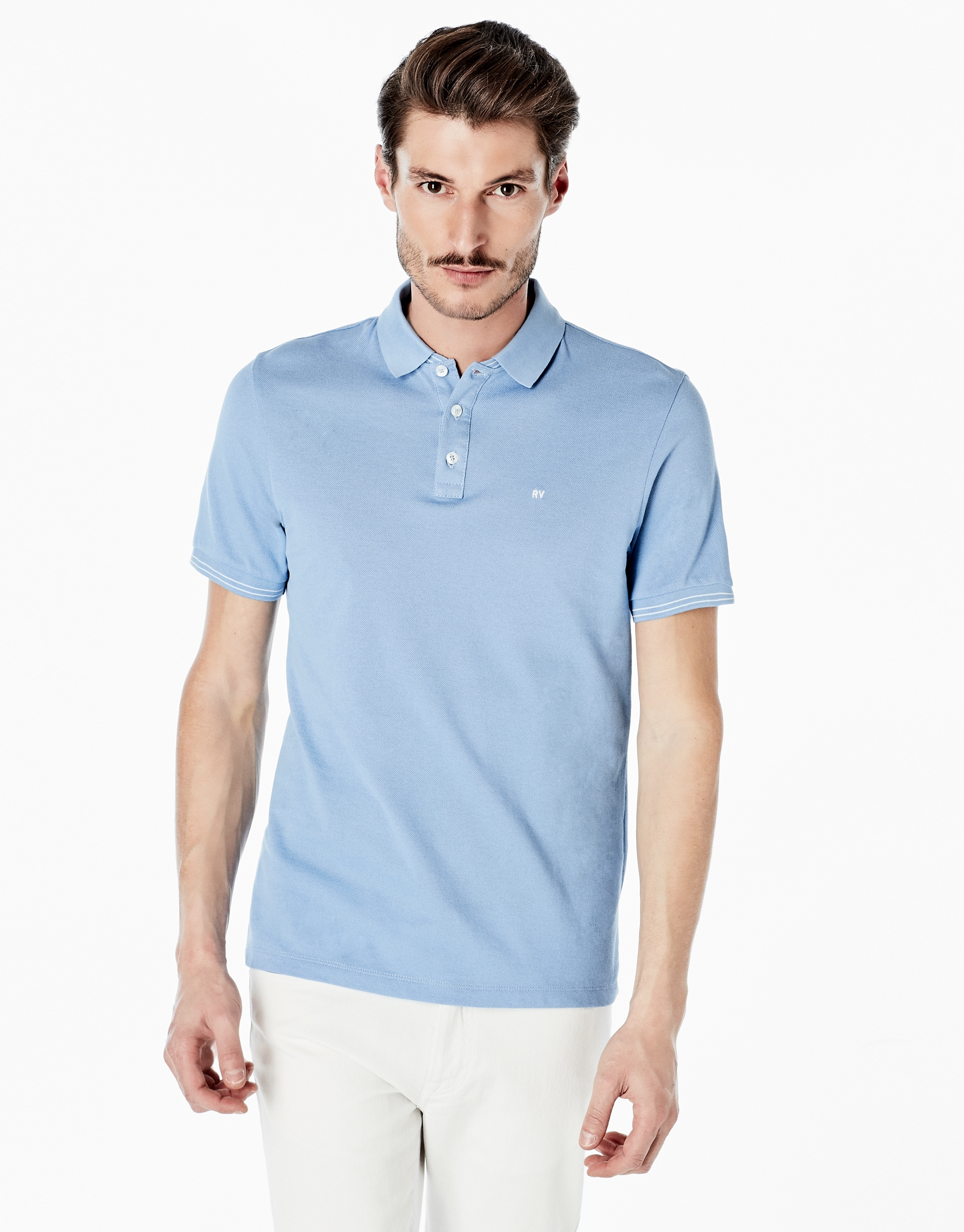 Medium blue piqué polo shirt