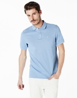 Medium blue piqué polo shirt