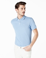 Medium blue piqué polo shirt