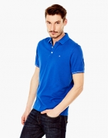 Deep blue piqué polo shirt