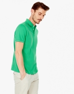 Green piqué polo shirt