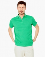 Green piqué polo shirt