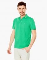 Green piqué polo shirt