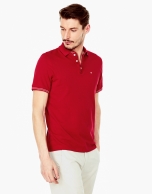 Red piqué polo shirt