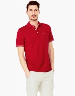 Red piqué polo shirt