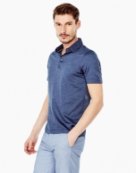 Deep blue microprint polo shirt