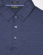 Deep blue microprint polo shirt