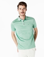 Green pinstriped mercerized polo shirt