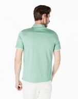 Green pinstriped mercerized polo shirt