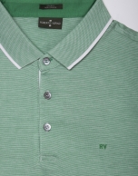 Green pinstriped mercerized polo shirt