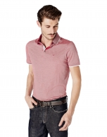 Red pinstriped mercerized polo shirt