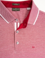 Red pinstriped mercerized polo shirt