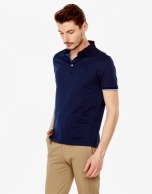 Navy blue microprint polo shirt