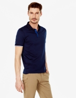 Navy blue microprint polo shirt