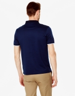 Navy blue microprint polo shirt