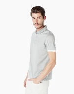 Gray microprint mercerized polo shirt