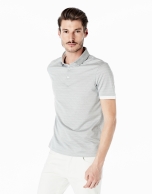 Gray microprint mercerized polo shirt