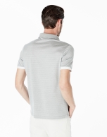 Gray microprint mercerized polo shirt