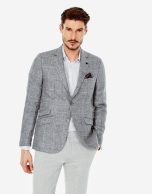 Gray checked linen sports coat