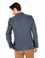 Deep blue microprint cotton/linen sports coat