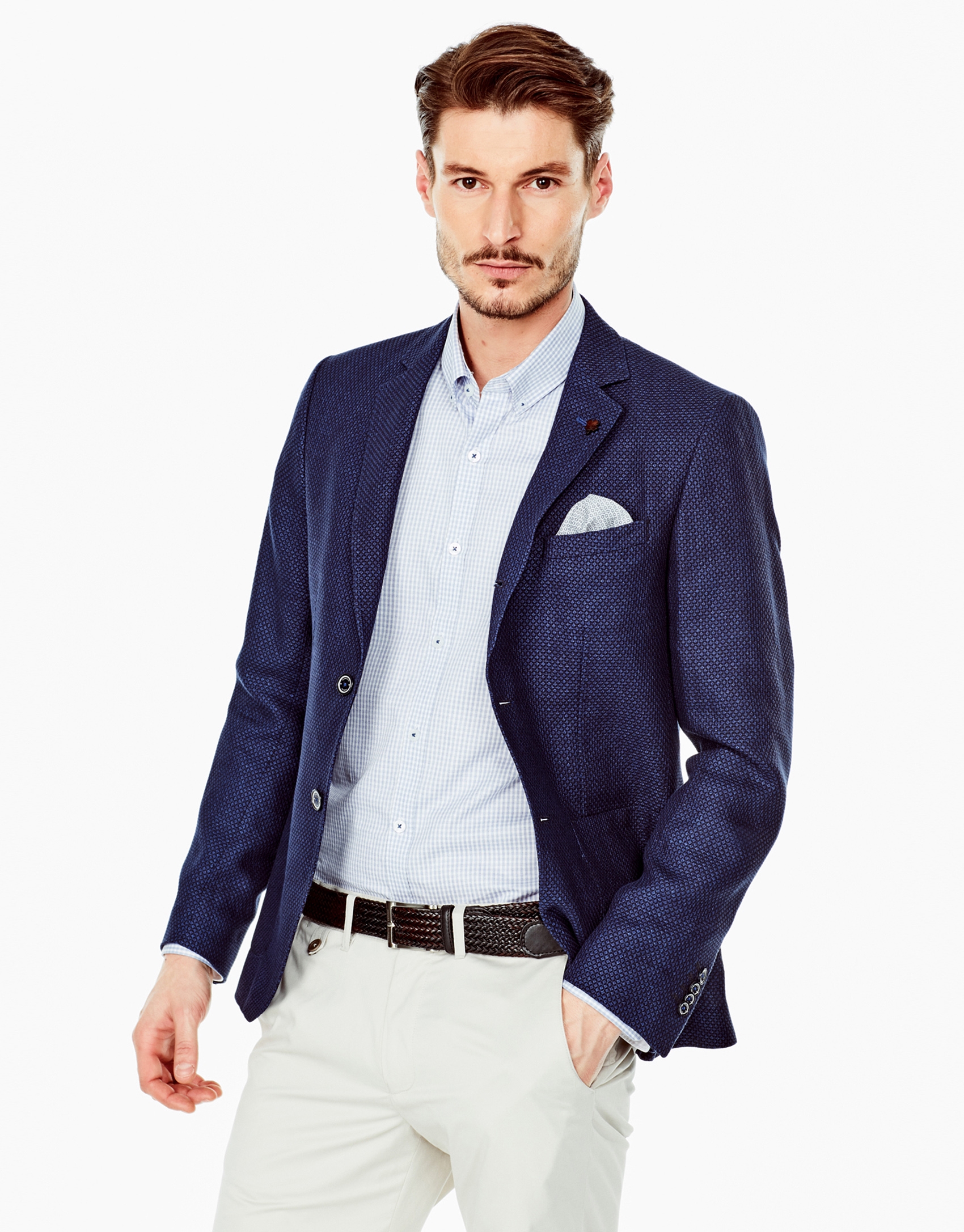 Navy and deep blue jacquard sports coat