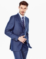 Blue bird's eye weave regular fit suit