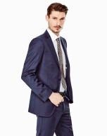 Navy blue microcheck regular fit suit 