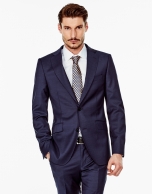 Navy blue microcheck regular fit suit 