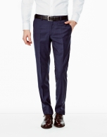 Navy blue microcheck regular fit suit 