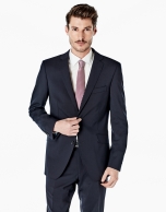 Navy blue twill slim fit suit