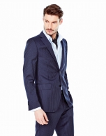 Navy blue striped slim fit suit