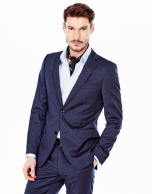 Navy blue striped slim fit suit