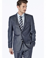 Navy blue jean effect regular fit suit