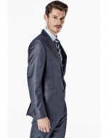 Navy blue jean effect regular fit suit