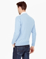 Light blue cotton V-neck sweater