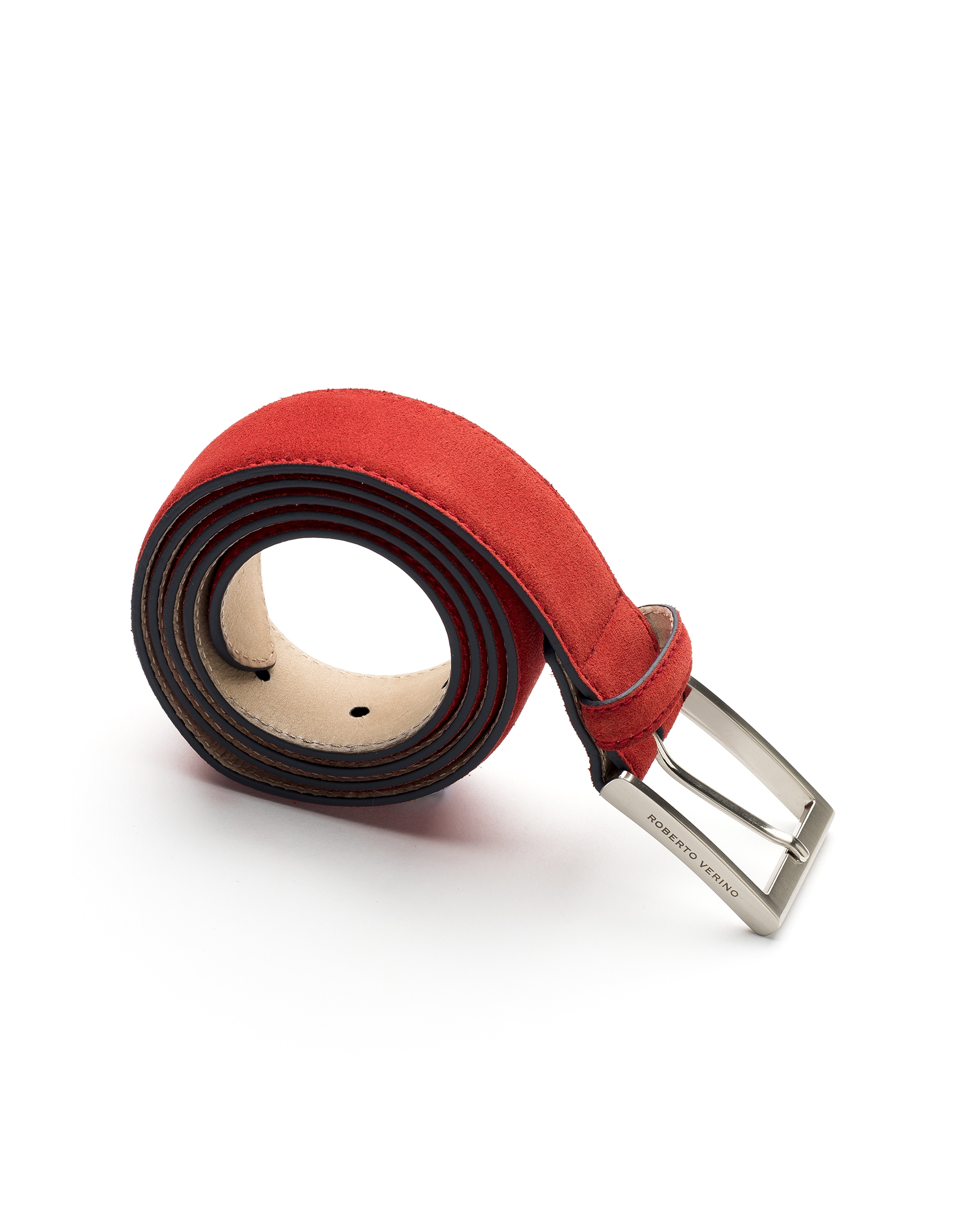 Red and navy blue burnished belt