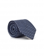 Blue geometric jacquard tie