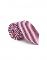 Blue, red and white striped tie