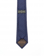 Navy blue and red polka dot tie