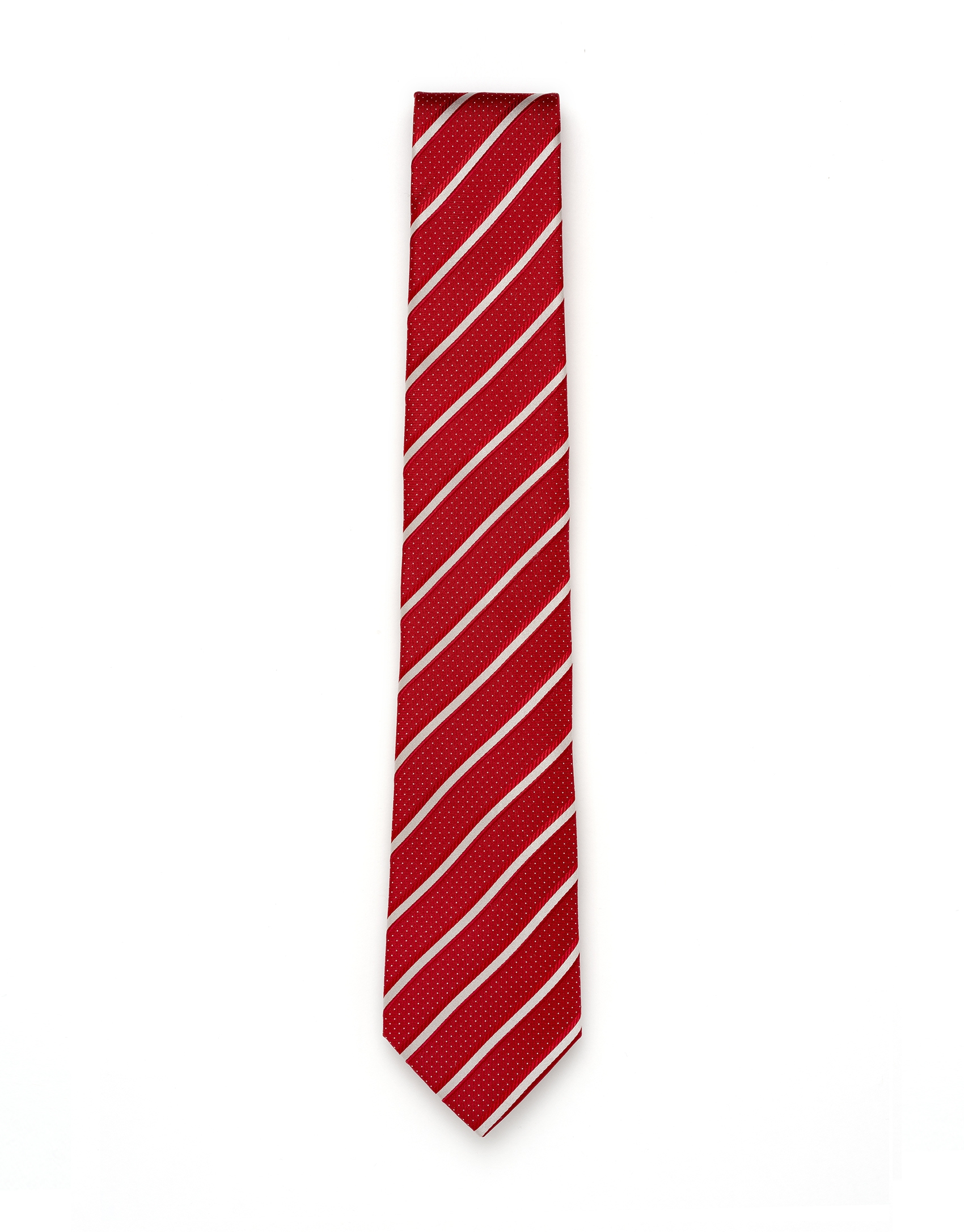 Red microprint striped tie