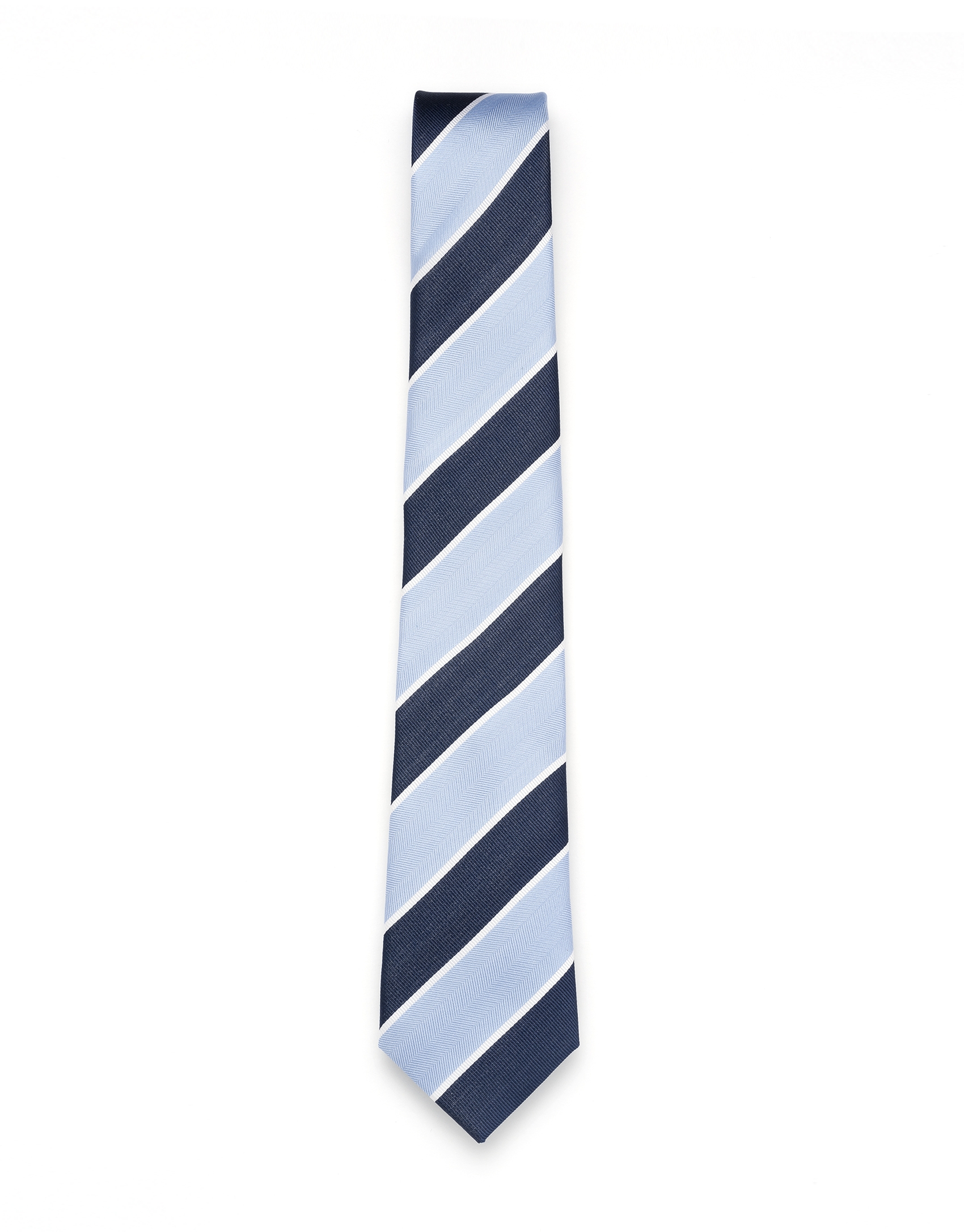 Navy blue and white striped tie