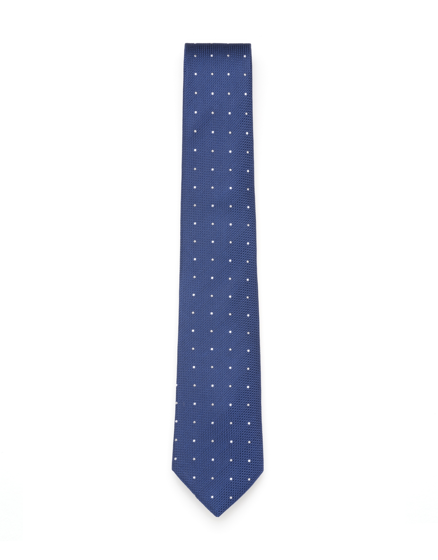 Blue and white polka dot tie